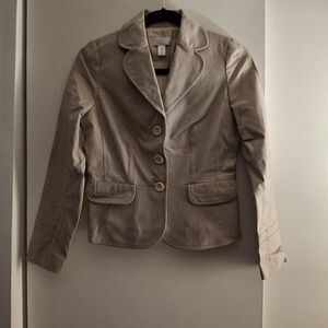 Ann Taylor LOFT Women's Tan Pinstriped Structured Fit Blazer